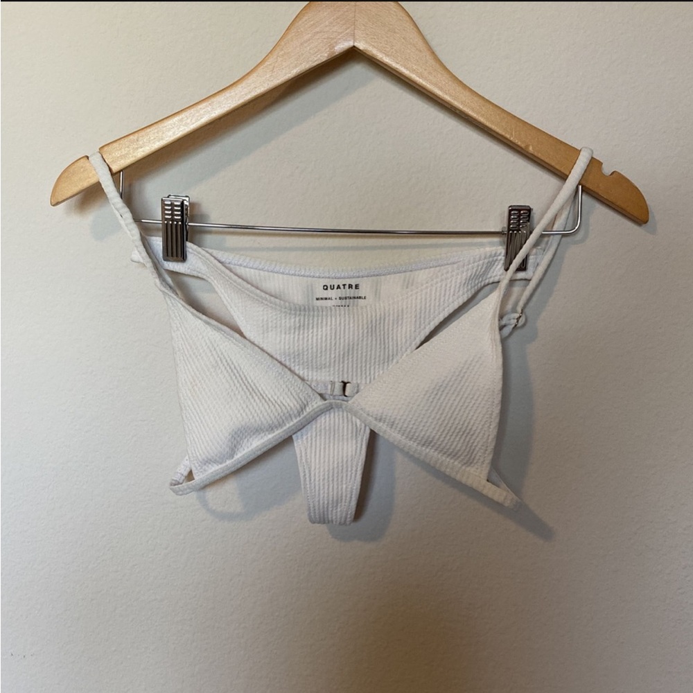 Bikini Set White Ribbed Small